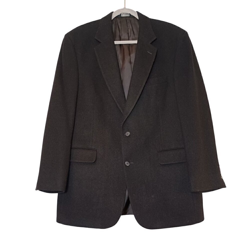 Jos. A. Bank 100% Camel Hair Black Blazer Executive Vibes Classic Goth Size 42 R
